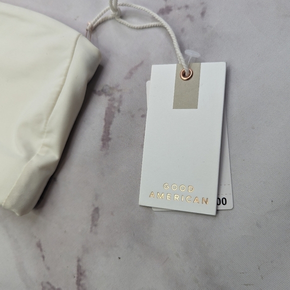 Good American Swim Top Women White Crinkle Band Bandeau Strapless - Picture 4 of 11